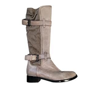 Carolina Herrera Collab Riding Boots 8.5B Beige Leather Knee High RARE Nike